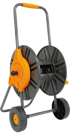 Amig - Schlauchwagen | für 1/2 Schläuche | max. 60m gerollt | mit Kurbel zum einfachen Aufrollen | Polypropylen | Orange und Grau