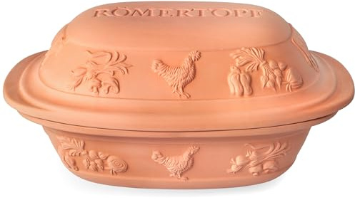 Römertopf Bräter RUSTICO für 6 Person - 5 Liter Schmortopf mit Deckel aus Keramik - Zum Schmoren, Braten und Dampfgaren - Backofengeeignet
