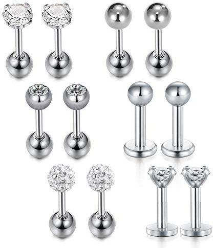 VFUN 16G Tragus Piercing mit Schmetterling Schlange Diamond CZ Chirurgenstahl Helix Piercing Ohr Conch Piercing Stecker Ohrpiercing Damen Tragus Piercing