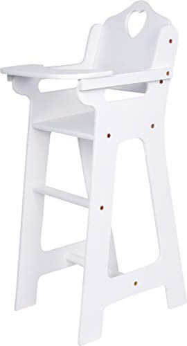 Small Foot Puppenhochstuhl aus weiß lackiertem Holz, Puppenzubehör mit klappbarem Tisch, für Kinder ab 3 Jahre, 2872