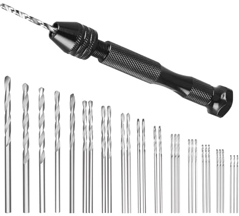 Linkstyle 31-tlg Handbohrer Set Pin Vise mit 30 Spiralbohrern 0,5-3 mm | Mini Bohrmaschine mit 30 Präzisions-Microbohrern von 0,5-3 mm für Holz Schmuck Anhänger Modellbau Hand Drill DIY-Arbeiten