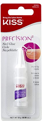 KISS Nagelkleber PRECISION mit Dosierspritze 3g – Schnelltrocknender Nagelkleber zum Aufkleben und Reparieren von Kunstnägel - transparent