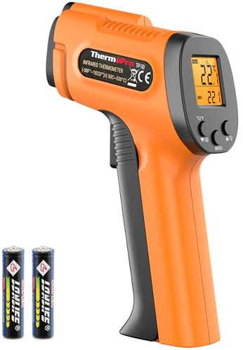 ThermoPro TP30 Infrarot Thermometer Digital Laser Temperaturmessgerät -50°C ~ 550°C Emissionsgrad einstellbar MAX/MIN/AVG-Messwerte (NICHT für Mensch) Ideal für Klimaanlage, Automotor, Bodenheizung