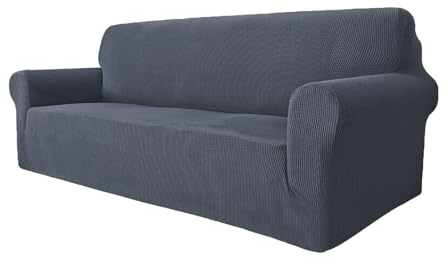 GRIFEMA High Stretch Sofabezug 3 Sitzer Sofaüberwurf Jacquard Elastische Sofahusse für Wohnzimmer Protector für Hunde Haustiere, Grau
