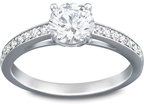 Swarovski Attract Round Ring, Rhodinierter Damenring mit Funkelnden Swarovski Kristallen