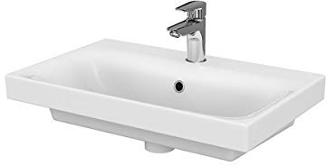 VBChome Kollektion Moduo slim 60 cm x 38 cm Waschtisch für Unterschrank Einbau Waschbecken mit Überlauf Weiß Keramik Waschtisch Handwaschbecken Design Einbau -Waschschale FÜR BADEZIMMER
