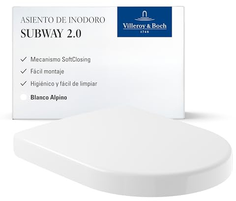 Villeroy & Boch WC-Sitz Subway 2.0 - Toilettendeckel Weiß glänzend mit Absenkautomatik - Abnehmbarer, bruchsicherer Toilettensitz aus Duroplast - Klodeckel D-Form - Original Ersatzteil