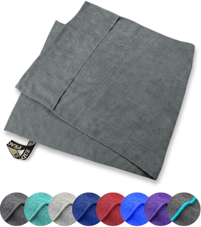 PEAQUE Mikrofaser Fitness Handtuch mit Umschlag - Weiches Sporthandtuch Fitnessstudio Frottee - Gym Towel - saugstark, leicht, kompakt, weich (100 x 40 cm, Grau)