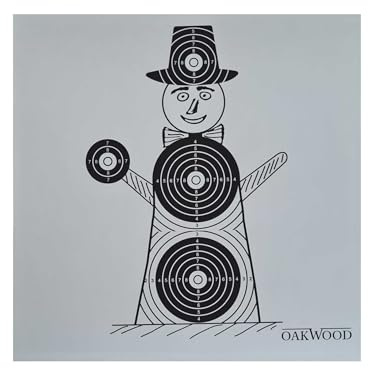 OAKWOOD Zielscheiben 14x14 oder 17x17 | Verschiedene Motive | Luftgewehr Pistole Softair Airsoft CO2 Schießscheibe für Kugelfang 50/100/150 Stück (17x17, Schneemann (100))