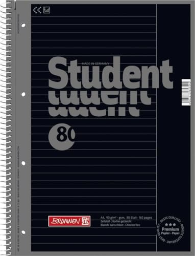 Brunnen 10 x Kollegblock Student Colour Code A4 90g/qm 80 Blatt Onyx Lineatur 25