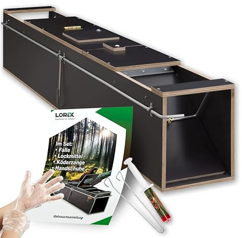 Marderfalle Lebendfalle [100 x 18 x 21 cm] Holz mit Lockmittel Braun