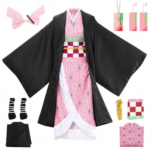 YYDSXK Anime Kimono Cosplay, Japanisches Kostüm Set, Kimono Cape Ensemble, Geschenk für Erwachsener, Japanisches Kostüm für Karneval Halloween Weihnachten