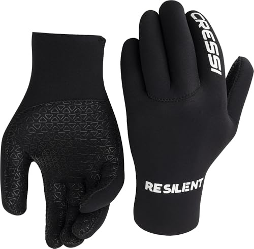 Cressi Resilient-Handschuhe - Ultra-Grip, Unisex, wasserdichte Handschuhe aus weichem Neopren - Tauchzubehör & Segelhandschuhe - Schnorcheln, Surfen, Paddeln, Kajak - Schwarz 2 mm - M