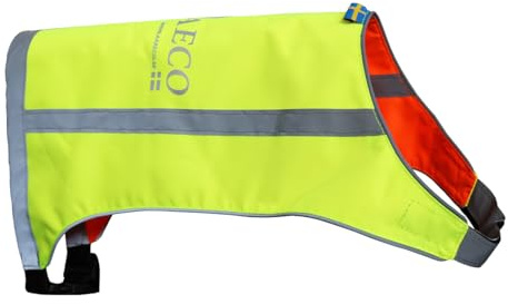 Axaeco Hunde Warnweste - wendbar in Signalgelb & Signalorange, extrem Robustes Cordura (Wind- & wasserdicht), 3M™ Reflektorstreifen, elastischer Bauchgurt (M)