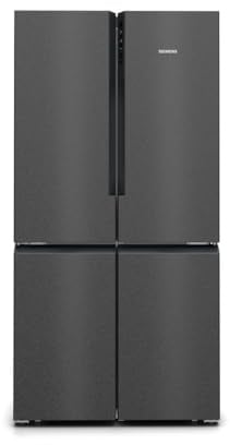 Siemens KF96NAXEA iQ500 French Door Kühlschrank, 183 x 91 cm, 405 L Kühlen + 200 L Gefrieren, hyperFresh längere Frische, noFrost nie wieder abtauen, superCooling schnellere Kühlung, Edelstahl Schwarz
