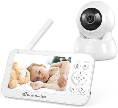 FNITAER Babyphone mit Kamera und Audio, 5 Bildschirm Babyfon mit Kamera Ohne WLAN, Babyphones 5200 mAh Akku, Baby Monitor with Camera IR-Nachtsicht 2-Wege-Audio Vox-Modu Temperatursensor.