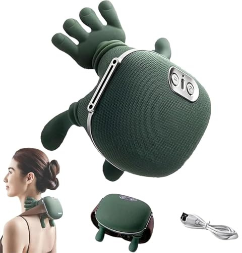 Nackenmassagegerät mit Wärme 3 Massage-Stufen, 4D Elektrisches Massagegerät Nacken Schulter 2000mAh USB-aufladbar, 2 Wärmeniveaus (40°C/45°C) für Zuhause/Büro/Reise, Lindern MüDigkeit (A)
