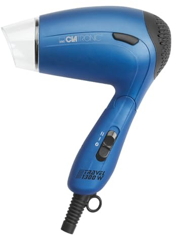 Clatronic® Haartrockner klappbar | 1200W Reisehaartrockner | 2 Stufen | inkl. Diffusor und Tasche | Spannungsversorgung umschaltbar 110/230V | Raartrockner klein | Hair Dryer HTD 3429 blau