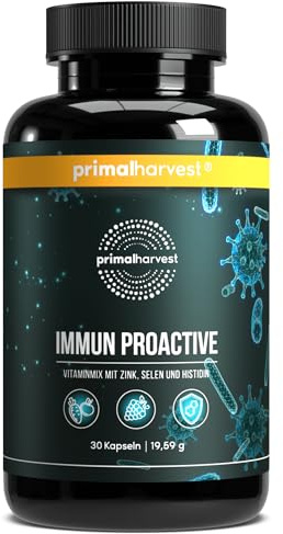 Immun Proactive von Primal Harvest® (30 Kapseln) komplett mit Vitaminen, Mineralien,Holunderbeeren - Extrakt und Beta Glucan - Immunsystem unterstützen - 1 Kapsel pro Tag