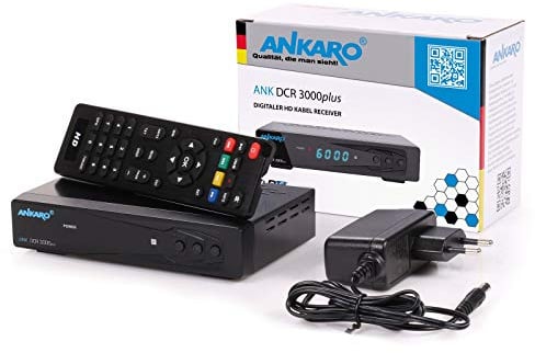 Ankaro DCR 3000 Plus digitaler 1080p Full HD Kabel-Receiver für Kabelfernsehen (HDTV, DVB-C/C2, HDMI, Scart, Coaxial, Mediaplayer, USB) automatische Installation–schwarz