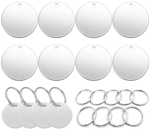 Dtoterul Edelstahl Anhänger Blanko 10 Stück Hundemarke Rohling Rund Gravur Rohlinge Edelstahl rohlinge Dog Tags Schlüsselanhänger Beschriftbar Leere Anhänger Tags Diy Making Kit