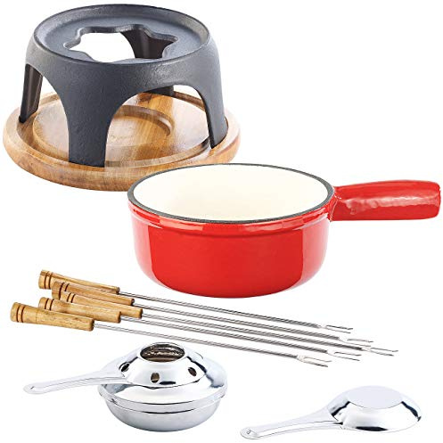 Rosenstein & Söhne Käsefondue Emaille Topf: Käsefondue-Set aus emailliertem Gusseisen, Ø16 cm (Gusseisen-Topf, Pfannen)