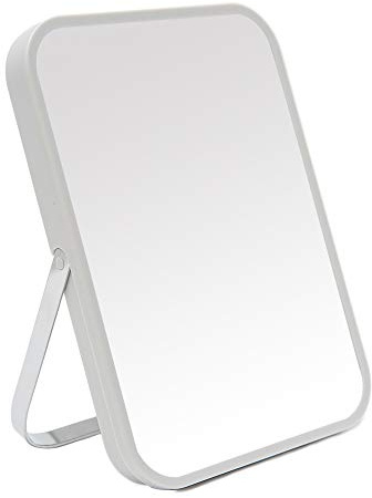 YEAKE Tisch-/Schreibtisch-Make-up-Spiegel, 20,3 cm, tragbarer Klappspiegel mit Metallständer, um 90 ° verstellbar, Tavel-Make-up-Spiegel, hängend, Badezimmer für Dusche, Rasur (grau)