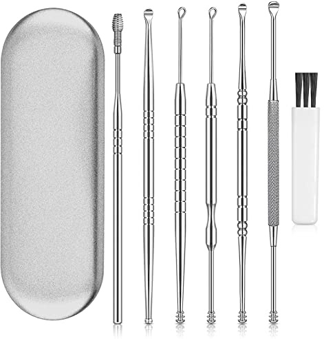 Ohrenreiniger Set,Ohrenschmalz Entferner,Ohrreiniger für Erwachsene,7 in1 mit Einem Cleaner Pinsel und Schützende GepolsterteBox
