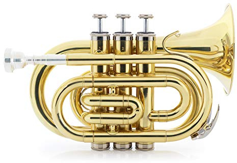 Classic Cantabile Brass TT-500 Bb-Taschentrompete Messing - Trompete im Taschenformat - Messing lackiert - Inklusive Mundstück und Koffer