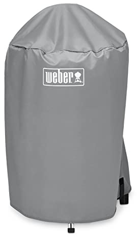 Weber Abdeckhaube/Grillabdeckung für 47 cm Holzkohlegrills, Leichtes und wasserabweisendes Material mit Befestigungsgurten, Grau, 52 x 58,5 x 89 cm