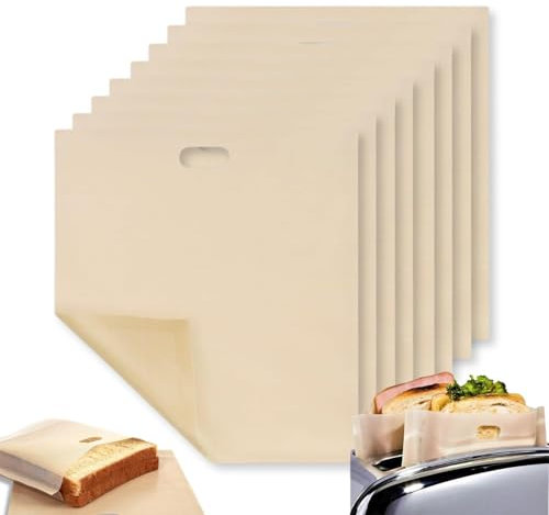 8 Pack Antihaft Toastie Bags Wiederverwendbare Toasterbeutel für Grillkäse, Panini, Pizza & Sandwiches - BPA-frei, lebensmittelecht & leicht zu reinigen - Perfekt für Toaster, Mikrowelle & Grill