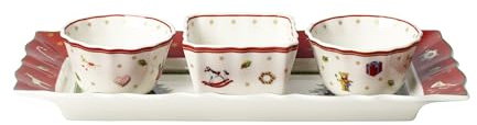 Villeroy & Boch - Toy's Delight Dip Set 4 teilig, Servierplatte mit Schälchen, Dipschälchen Set Weihnachten, Tischdekoration Toys, Serviertablett, Schalen, Weihnachtsgeschirr, Premium Porzellan