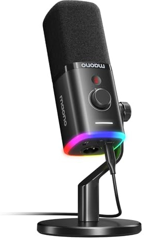 MAONO XLR/USB Gaming Mikrofon für Streaming Podcast Studio, Dynamisches Mikrofon mit Doppelter Geräuschunterdrückung, Software und Stummschalttaste, für PS4/5 Mac Mixer Soundkarten (PD100X Schwarz)