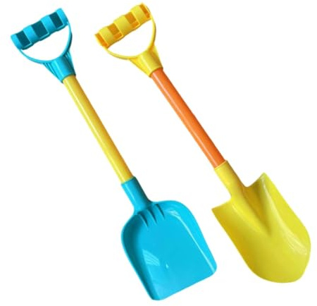 2 Stücke Sandkasten Spielzeug für Kinder Kleinkinder Strandschaufeln Sandkasten Gartenspielzeug Spielstabil Sandspielzeug Gelb und Blaue Schaufeln 38cm