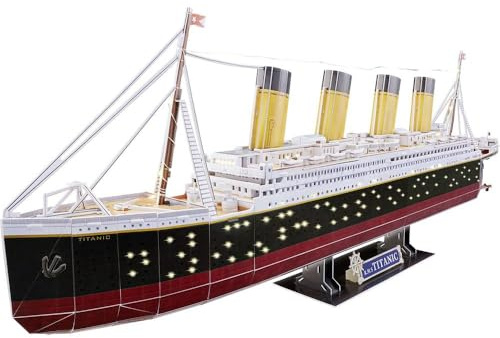 Revell 3D Puzzle RMS Titanic LED Edition | Detailgetreue Nachbildung des legendären Schiffs | Historisches Sammlerstück | Atmosphärische LED-Beleuchtung | Teileanzahl 266 | Ab 10 Jahren