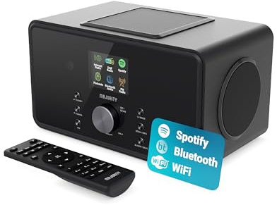 Internetradio WLAN | DAB Radio mit Bluetooth | Küchenradio 100 Watt 2.1-Lautsprecher mit Subwoofer | DAB Plus Radio | Internet Radios | Digitalradio DAB Plus mit Fernbedienung | MAJORITY Bard