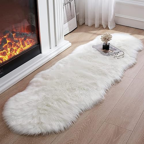 lightlux Faux Lammfell Schaffell Teppich Kunstfell Dekofell in Super weich Lammfellimitat Longhair Fell Optik Nachahmung Wolle Bettvorleger Sofa Matte für Schlafzimmer Kinderzimmer
