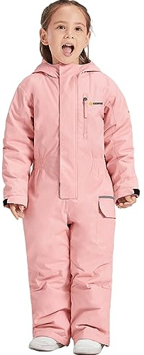 GEMYSE Kinder schneeanzug Winter Outdoor Jungen Mädchen Wasserdicht Warm Winddicht skianzug Einteilig Atmungsaktiv(Rosa,140-146)