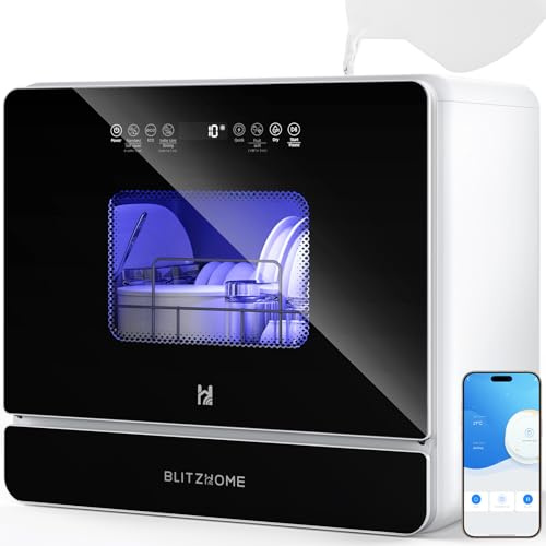 BLITZHOME Mini Spülmaschine Tischgeschirrspüler Smart App-Steuerung
