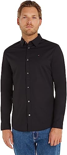 Tommy Jeans Herren Tjm Original Stretch Shirt Dm0dm04405 Langarmhemden Gewebte Oberteile, Black (Tommy Black), XXL EU