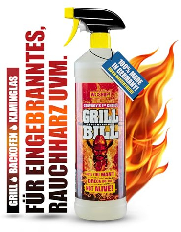 WOSHUP! Grill Bill Grillreiniger in Industriequalität 1000 ml für Gasgrill und Holzkohlegrill, Smoker und Backofen - Entfernt Eingebranntes Ruß Schmutz und Fett (1 l (1er Pack))