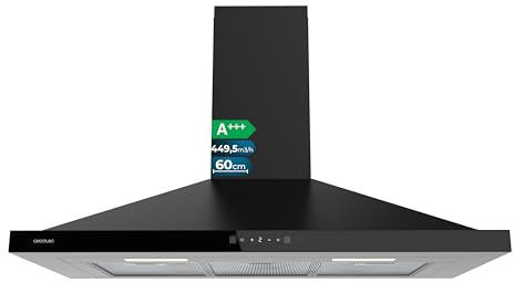 Cecotec Pyramiden-Dunstabzugshaube 90cm Bolero Flux PT 904400 Black A+++, 449,5 m³/h, Energieklasse A+++, Booster mit hoher Effizienz und innovativer Technologie für moderne Küchen