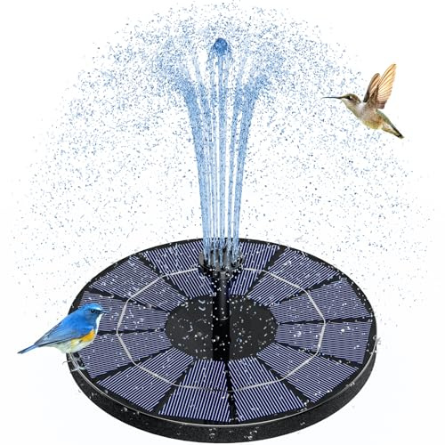 AISITIN Springbrunnen mit 3,5W Solar Panel, Solarbrunnen für Draussen Eingebaute 1500 mAh Batterie, Wasserpumpe Schwimmender Fontäne Pumpe mit 10 Fontänenstile für Garten, Vogel-Bad, Fisch-Behälter