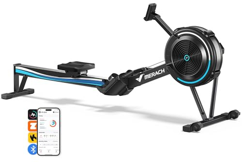 MERACH Rudergerät Luftwiderstand für Zuhause, 10 Stufen Einstellbar mit Exklusiver APP, Professionelles Indoor-Rudergerät, Ergonomischer Komfortsitz, Einfache Lagerung