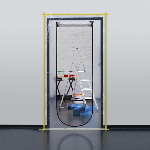 Meister Staubschutztür 220 x 112 cm – 2 Stück – Integrierter Reißverschluss | Lichtdurchlässig – Wiederverwendbar – Staubschutz bei Umbau und Renovierung – Staubtür – Bautür – Staubvorhang