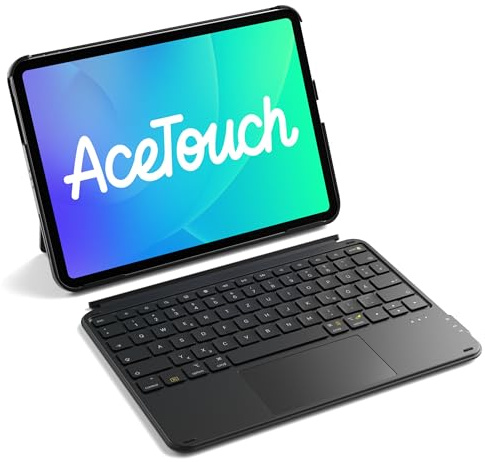 Inateck Hülle mit Tastatur für iPad 11(A16)/10. Gen, Ultraleicht 450g | Kompatibel mit iPad Air 11 M4 2026/M3/M2, Air 5/4, Pro 11, abnehmbar, Touchpad, Hoch-/Querformat Ständer, AceTouch, Graphit