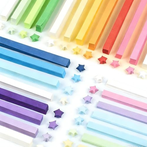 MNYXIS 1080 Streifen Origami Sterne Papierstreifen Package, Origami Papier Sterne, 27 Farben, geeignet für Bastelarbeiten in der Schule, Buntes Paper Star Strips, für Bastelarbeiten(Rainbow Colors)