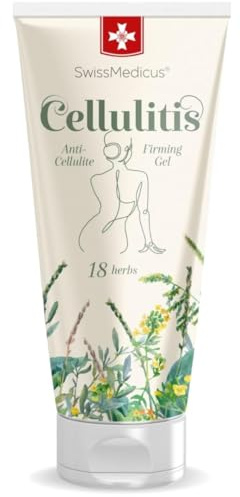 SwissMedicus Cellulitis Wärmendes Anti Cellulite Gel, 18 Kräuter, 200 ml | Anticellulite Gel als Wärmegel mit Kräuterduft für Orangenhaut-Zonen, Massagepflege und tägliche Routine zu Hause im Alltag