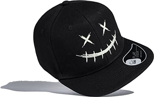 Baddery Kinder Cap - „Scary Smile - Glow in the Dark“ - Leuchtende Monster Kappe für Jungen & Mädchen (Schwarz)