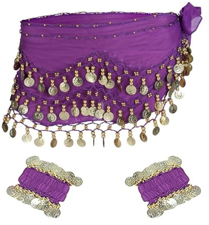 XDGBGFN Bauchtanz Hüfttuch Set Damen Bauchtanz Accessoires Gürtel Chiffon Bauchtanz Hüfttuch Gürtel